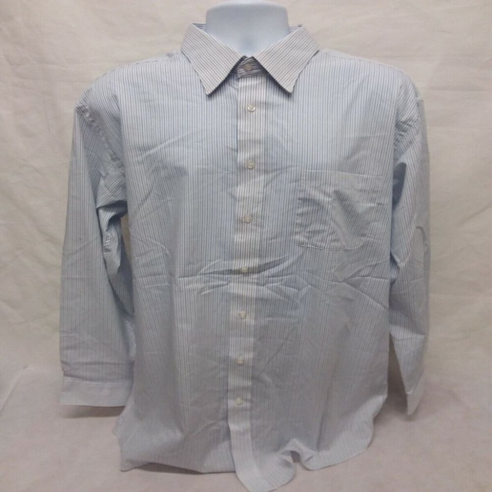 Men's XL 17 36/37 Emanuel Ungaro Long Sleeve White Striped Dress Shirt